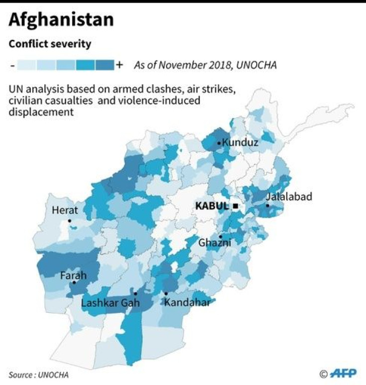 Map showing conflict intensity in Afghanistan