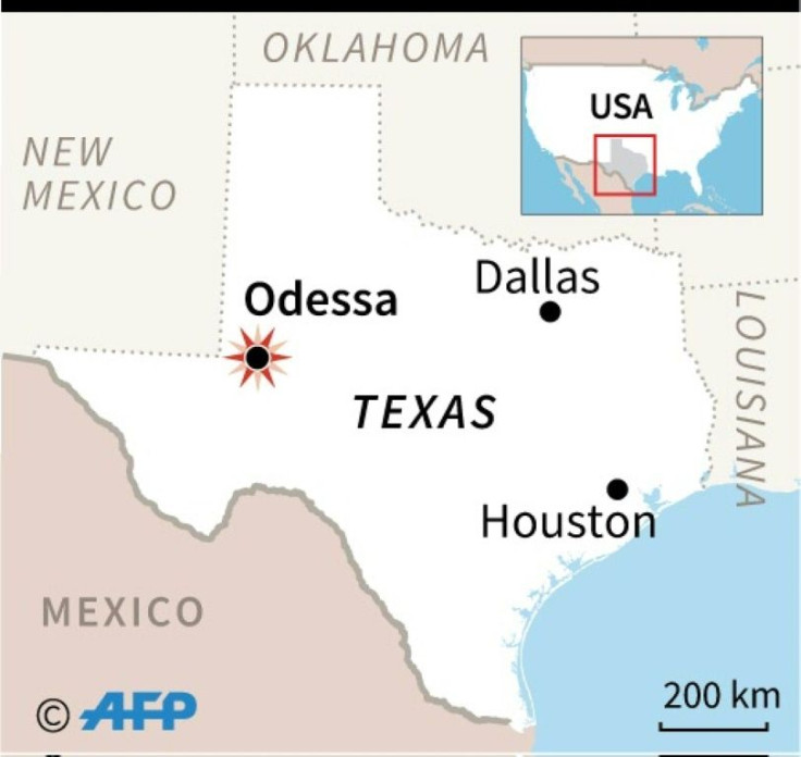 Map locating Odessa in Texas