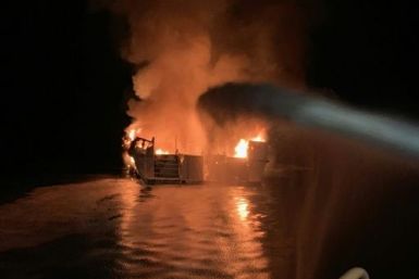 A fire swept a commercial dive boat near Santa Cruz Island off the coast of California