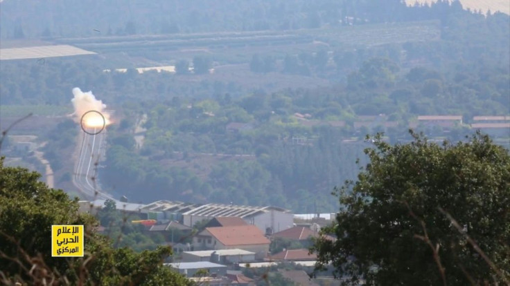 This grab from a video released by the media office of Lebanon's Shiite militant group Hezbollah and broadcast on Al-Manar television on September 2, 2019 reportedly shows footage of the group's missile attack against an Israeli military vehicle