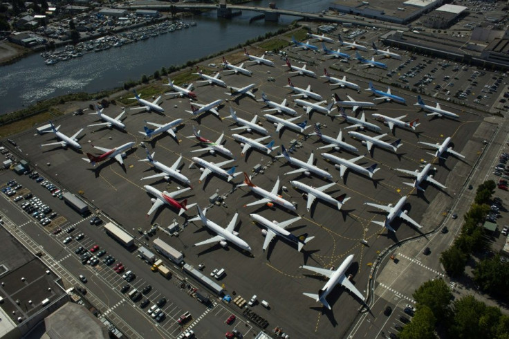 Boeing 737 Max planes, photographed last month, sit idle near Boeing Field in Seattle