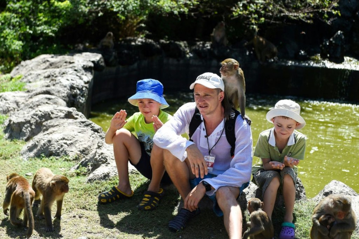 Tourists are encouraged to show the monkeys their empty hands if they don't want to be accosted by the aggressive macaques on Monkey Island in Vietnam