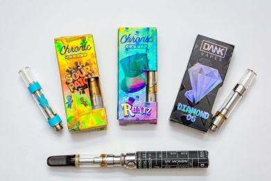 This image courtesy of the New York State Department of Health shows electronic cigarettes and vaping products linked to an outbreak of severe lung disease