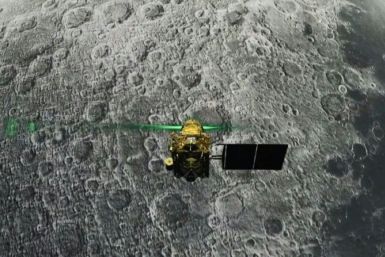 This screen grab taken from a live webcast by the Indian Space Research Organisation (ISRO) shows the Vikram lander before it was supposed to land on the Moon -- communication was subsequently lost