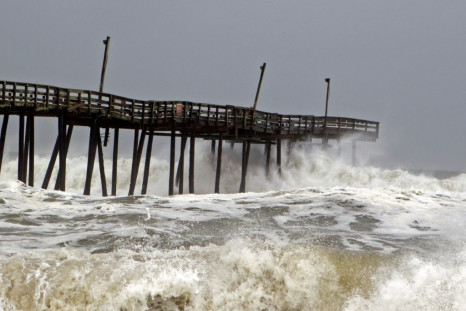 Waves crash on Rodanthe Pier as Hurricane Dorian hits Cape Hatteras in North Carolina on September 6