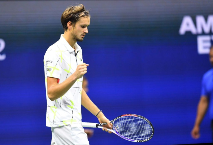 Russia's Daniil Medvedev pumps his fist during his US Open final loss Sunday to Spain's Rafael Nadal
