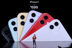 Apple's Kaiann Drance talks about the new iPhone 11 during a launch event on Apple's Cupertino, California campus