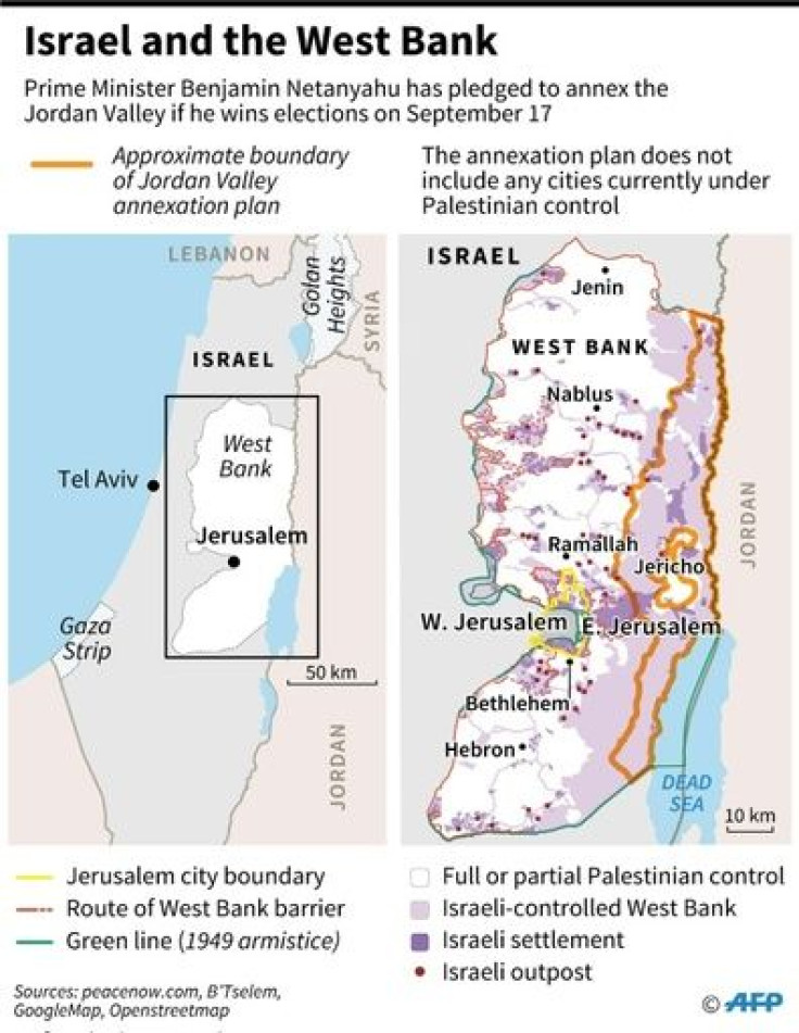 Map of Israel and the West Bank.