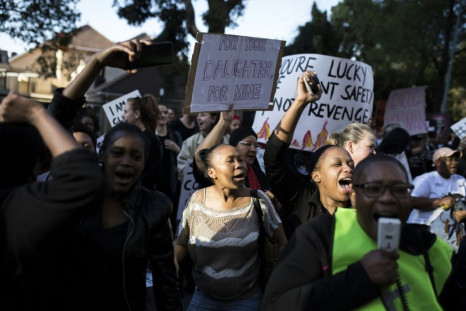 Protesters rallied outside Johannesburg Stock Exchange