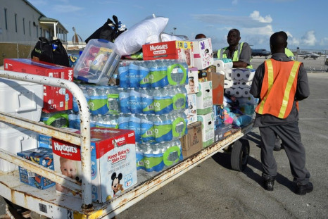Hurricane relief aid being unloaded in Freeport, Grand Bahama island