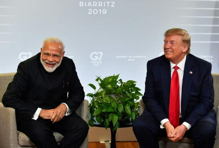 Indian Prime Minister Narendra Modi and US President Donald Trump meet in Biarritz, France during a Group of Seven summit in August 2019