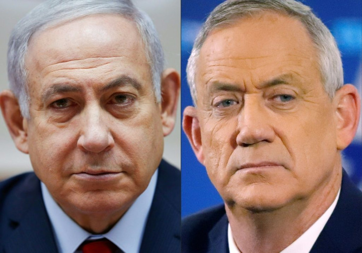 Israeli Prime Minister Benjamin Netanyahu, on the left, the country's longest serving premier, is seeking to fend off a huge challenge from his main rival retired general Benny Gantz, one of the leaders of the Blue and White political alliance