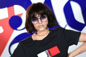 As the fashion world looks to go green, Italian influencer Federica Messaggeri poses during the presentation of the 'Tommy X Lewis' collection, a collaboration between US designer Tommy Hilfiger and British Formula One driver Lewis Hamilton