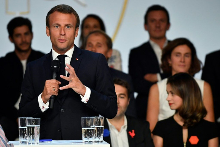 French President Emmanuel Macron addressing tech executives and venture capitalists at a dinner at the Elysee Palace in Paris on Tuesday.