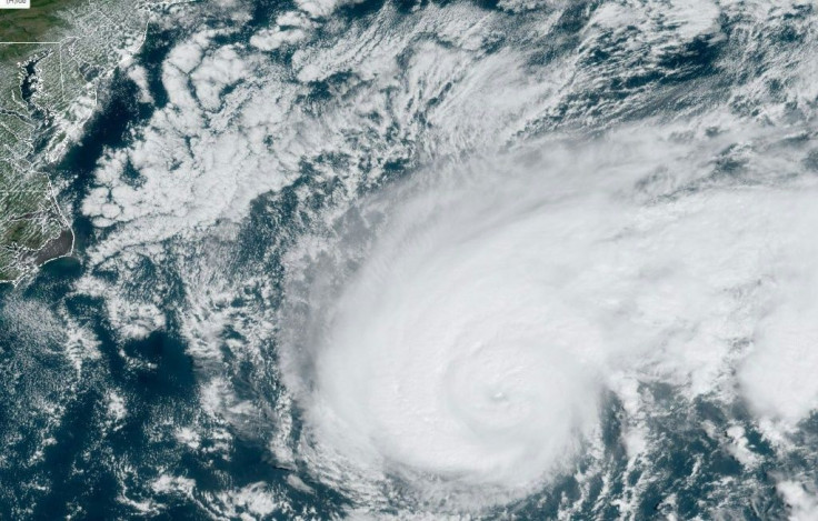 Humberto moves off the US east coast in the Atlantic Ocean on September 18 in this satellite image obtained from NOAA/RAMMB