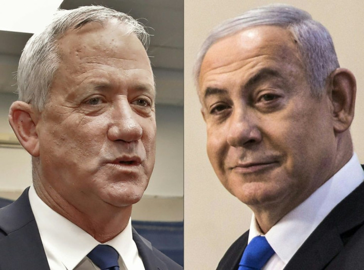 Retired Israeli General Benny Gantz (L) and Prime Minister Benjamin Netanyahu have both called for a unity government -- but who will lead it is another question
