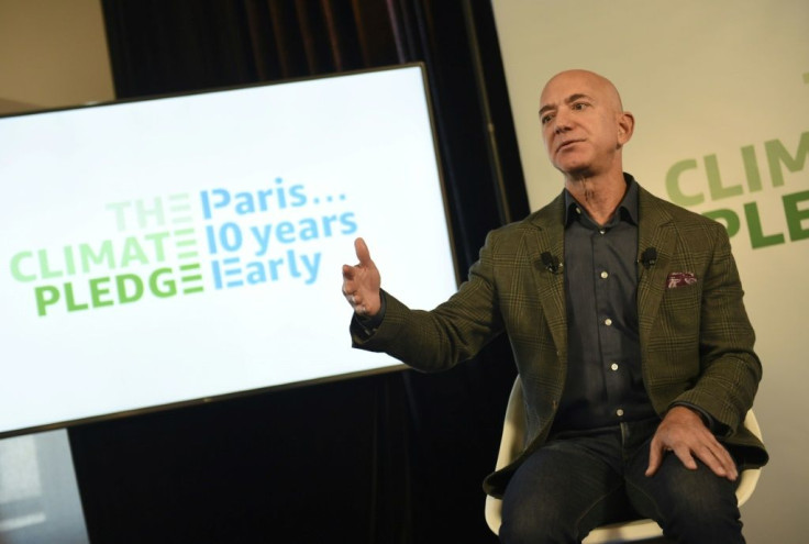 Amazon founder and CEO Jeff Bezos pledged the online retailer and technology firm will reach the Paris climate accord goals 10 years early