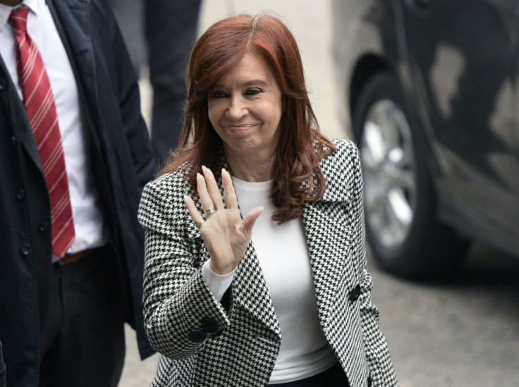 Former Argentine president Cristina Kirchner arrives in court in Buenos Aires in May 2019