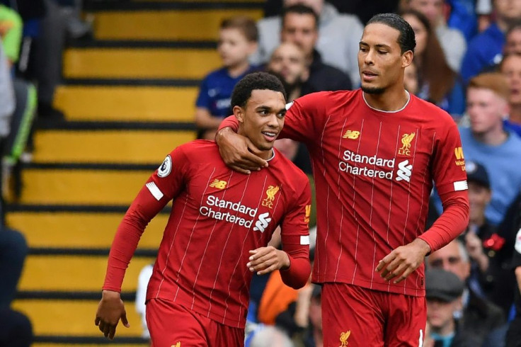 Liverpool's Trent Alexander-Arnold (L) opened the scoring with a rocket at Chelsea