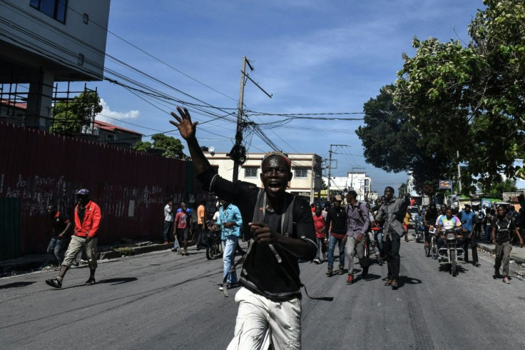 People demonstrate in the Haitian capital Port-au-Prince