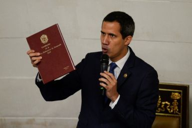 Venezuelan opposition leader and self-proclaimed acting president Juan Guaido in the National Assembly as pro-government lawmakers returned after a three-year boycott