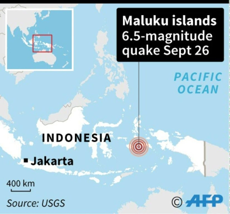 Map of Indonesia locating a 6.5-magnitude quake