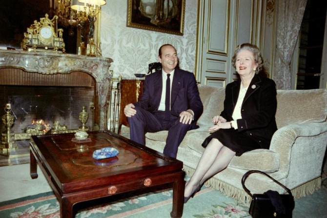 Jacques Chirac, seen here with Margaret Thatcher in 1987, was caught on microphone making an offensive remark during tense European talks with the British prime minister