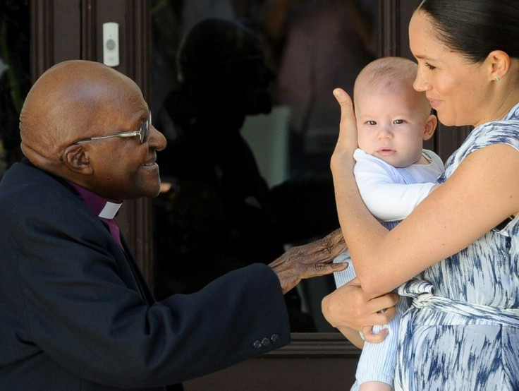 Baby face: Archie captured the headlines on Wednesday when Harry and his wife Meghan introduced him to South Africa's anti-apartheid campaigner Archbishop Desmond Tutu and his wife Leah