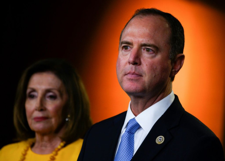 US House Speaker Nancy Pelosi (L) and House Intelligence Committee Chairman Adam Schiff: Pelosi siad Schiff would lead the impeachment investigation of President Donald Trump