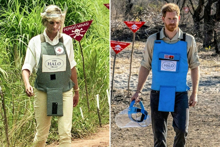 Princess Diana walked across a cleared minefield near the central Angolan city of Huambo in 1997