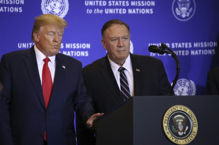 US President Donald Trump (L) and Secretary of State Mike Pompeo: Democrats subpoenaed Pompeo for documents related to the mounting impeachment investigation of the US leader