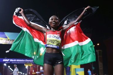 Kenya's Ruth Chepngetich celebrates her World Championship marathon gold