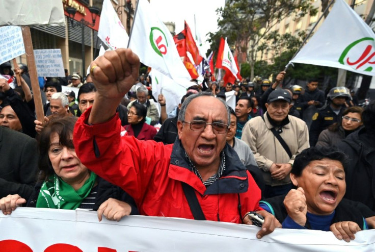 Protesters demonstrate against corruption in Lima after President Martin Vizcarra dissolved the opposition-dominated Congress
