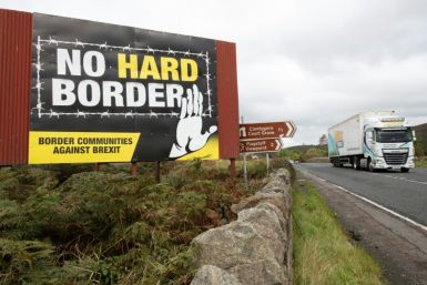 An anti-Brexit message along the road between Newry in Northern Ireland and Dundalk in the Irish Republic