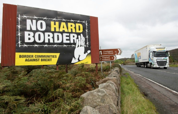 An anti-Brexit message along the road between Newry in Northern Ireland and Dundalk in the Irish Republic