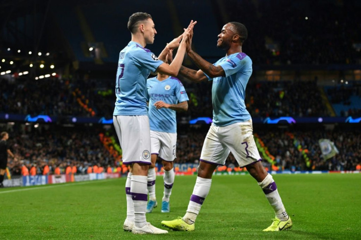 Phil Foden (L) and Raheem Sterling (R) scored Manchester City's goals as they beat Dinamo Zagreb 2-0