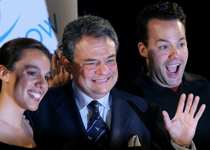 Mexican singer Jose Jose is shown here in 2004 accompanied by his children Jose Joel (R) and Marysol Sosa (L), who have voiced anger over their father's apparently missing body