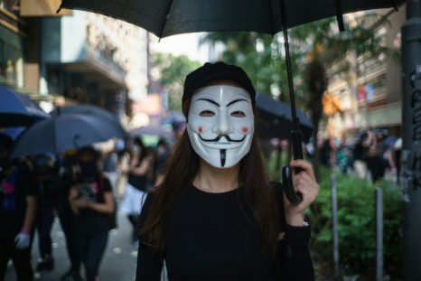 Online forums encouraged Hong Kong protesters to wear Guy Fawkes masks for the October 1 rallies