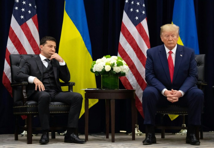 Accusations US President Donald Trump pressured Ukrainian President Volodymyr Zelensky (L) have triggered an impeachment probe