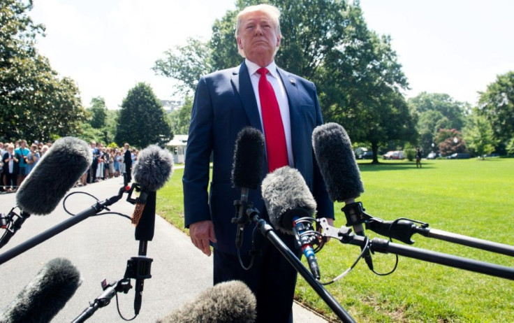 US President Donald Trump, pictured here on the South Lawn of the White House July 5, 2019, has mounted an aggressive defense of a phone call to the President of Ukraine that has prompted an impeachment investigation