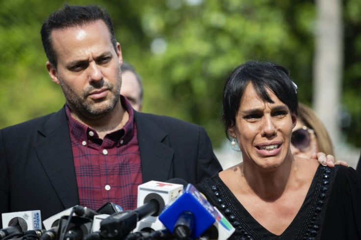 Marysol Sosa, daughter of the late singer Jose Jose, speaks during a news conference with her brother JosÃ© Joel Sosa, at Bayfront Park in Miami on October 1, 2019