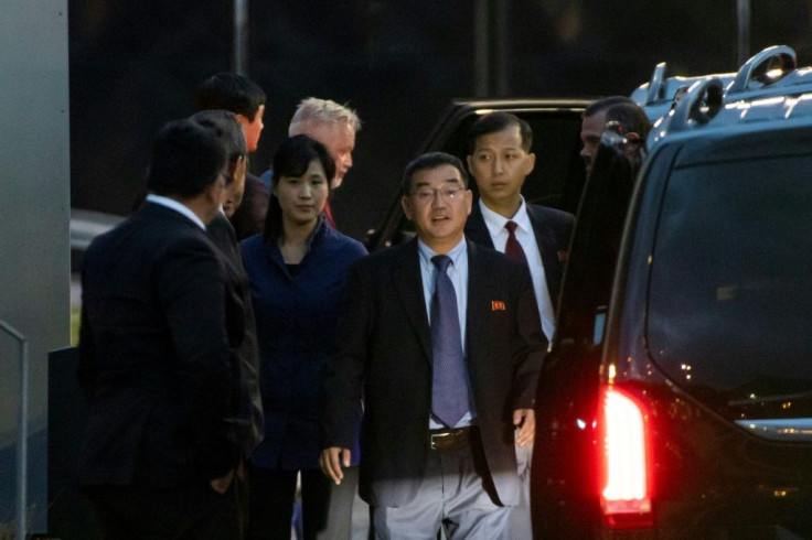 Members of the North Korean delegation arrive at Arlanda airport north of Stockholm, ahead of the expected resumption of working-level talks between the North and Washington