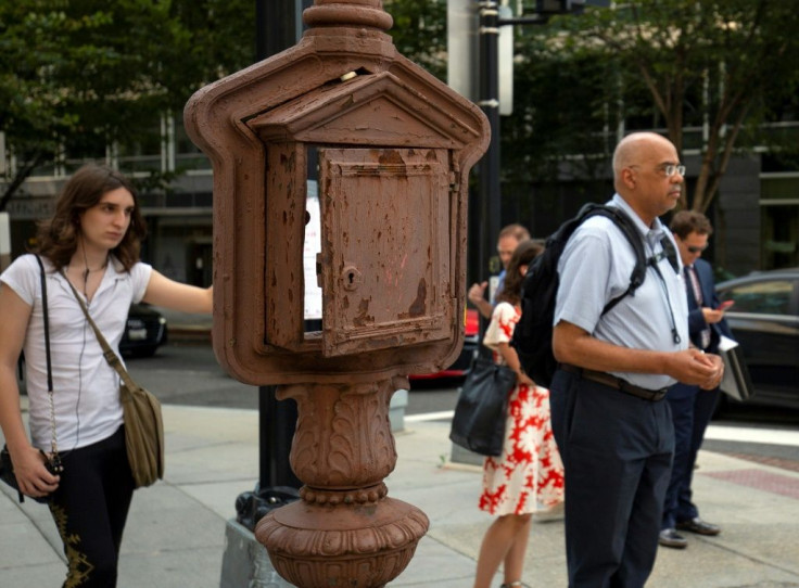 Fire and police call boxes in Washington date from the 19th century and many like this one show their age, but others have been transformed into miniature art galleries that reflect local history