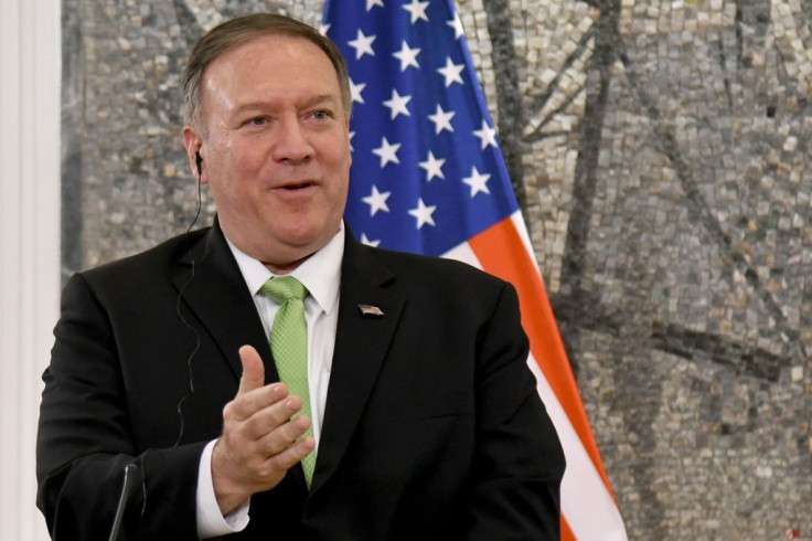US Secretary of State Mike Pompeo (L) speaks during a joint press conference with Montenegro's Prime Minister after their meeting in Podgorica on October 4, 2019, as part of Pompeo's four-nation tour of Europe