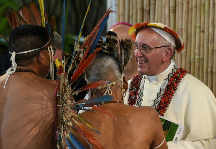 Pope Francis met representatives of indigenous communities of the Amazon basin from Peru, Brazil and Bolivia during his vist to Peru last year