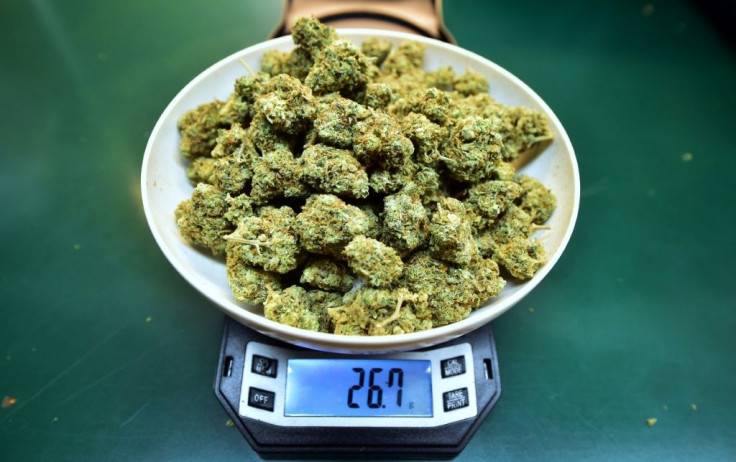 Marijuana buds are weighed at a dispensary in Los Angeles