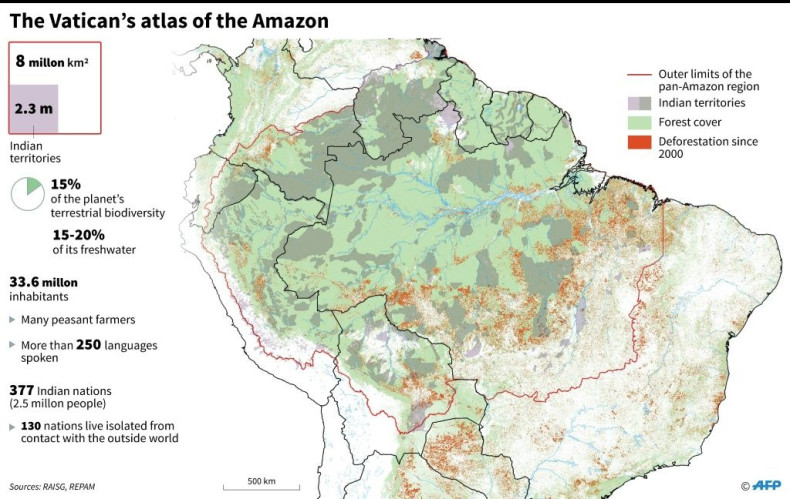 Map of the Amazon used by the synod charged with protecting the rainforest and its inhabitants