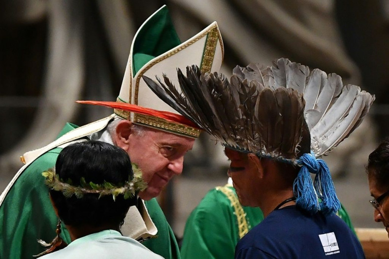 Representatives of the Amazon rainforest's ethnic groups attended the synod with Pope Francis