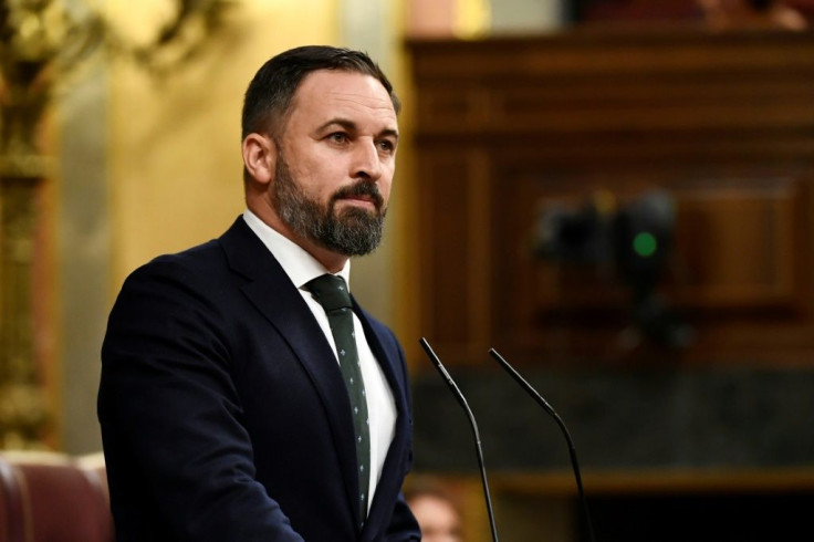 Santiago Abascal, the leader of Spain's far-right party, denounced the socialists in a speech to supporters in Madrid