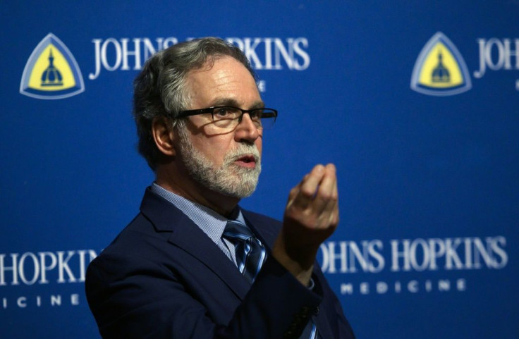 Gregg Semenza speaks at the John Hopkins School of medicine after winning the 2019 Nobel Medicine Prize for Hypoxia discovery in Baltimore, Maryland